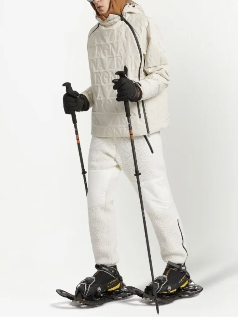 Zegna cloud white wool blend fleece texture Panelled Jogger Ski Pant